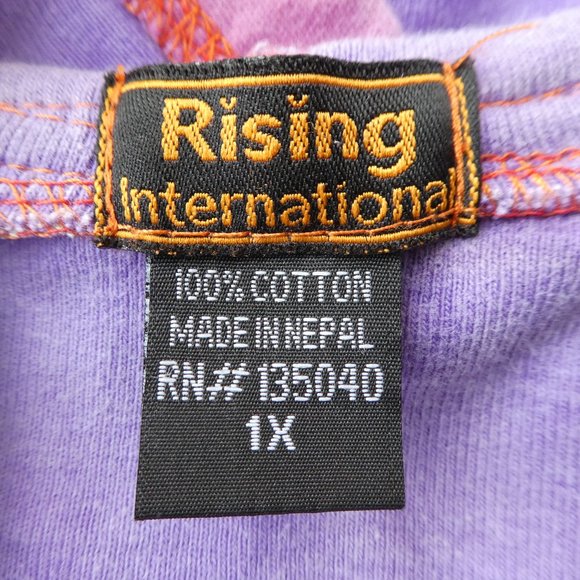 Rising International Purple Tie Die Floral Embroidery Hoodie Jacket Zip Pockets - Picture 5 of 5